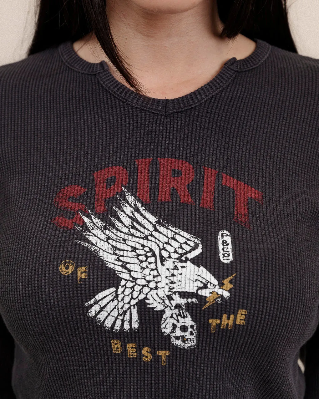 Spirit Waffle Henley - Acid Wash,Women Tops