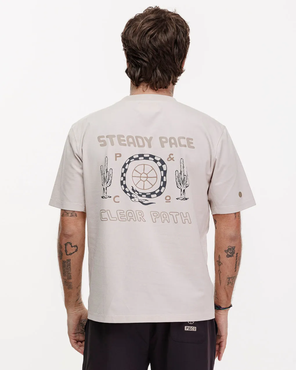Steady Pace Trail T-Shirt?- Bone,Men Tops