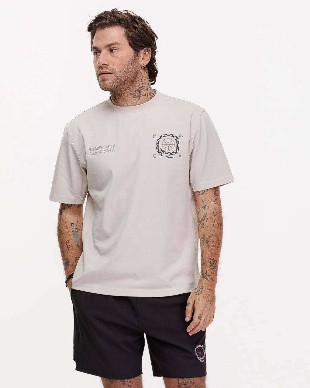 Steady Pace Trail T-Shirt?- Bone,Men Tops