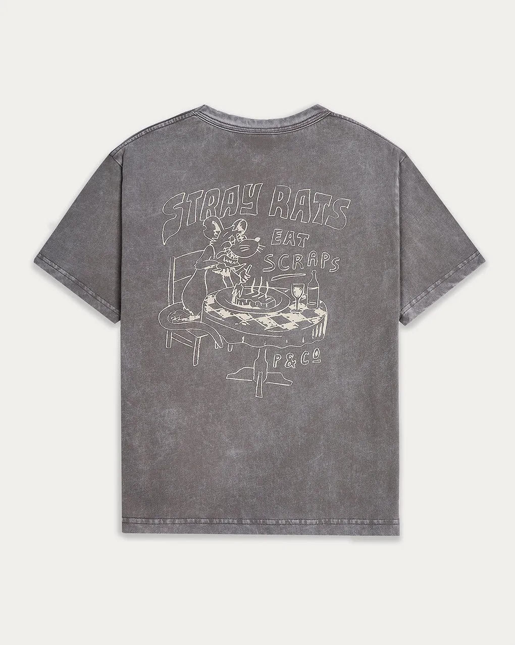 Stray Rats Boxy T-Shirt - Washed Grey,Men Tops