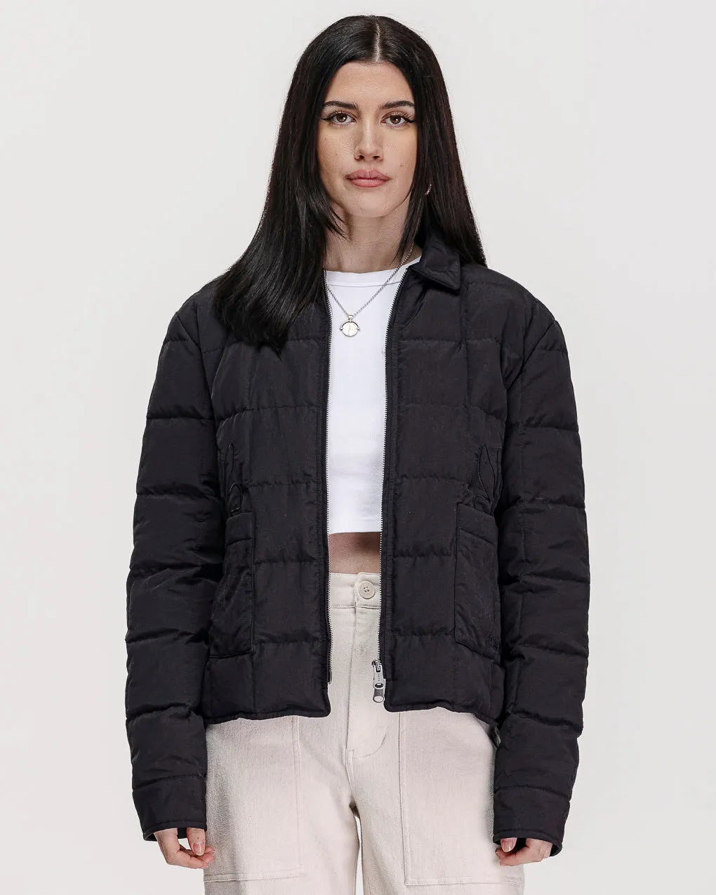 Time To Slow Quilted Jacket - Washed Black,Women Tops