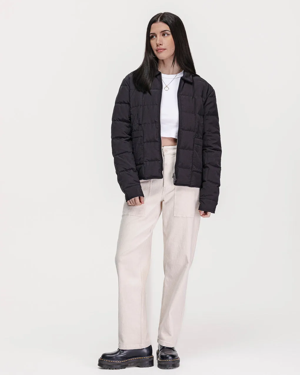 Time To Slow Quilted Jacket - Washed Black,Women Tops