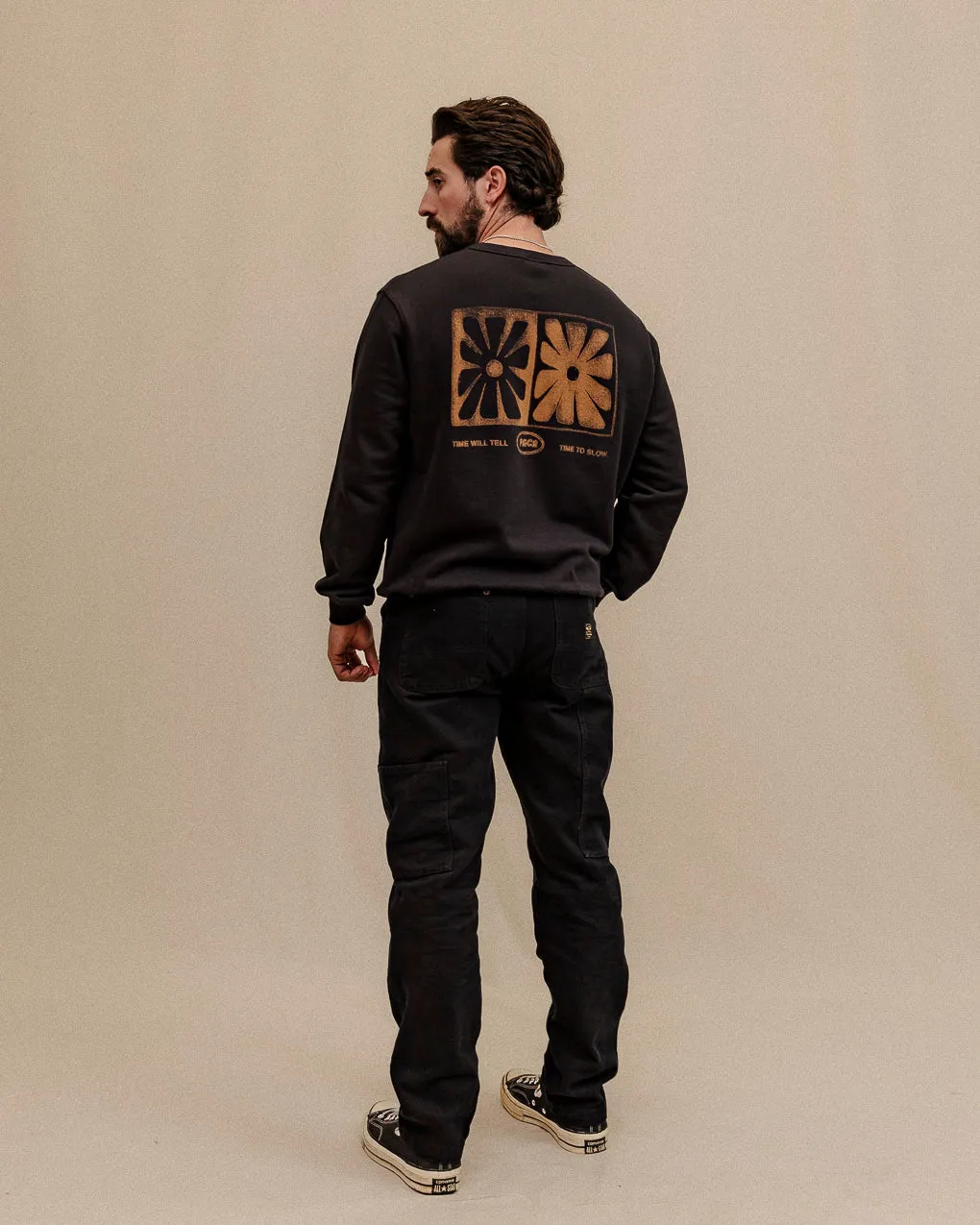 Time Will Tell Sweatshirt - Washed Black,Men Tops