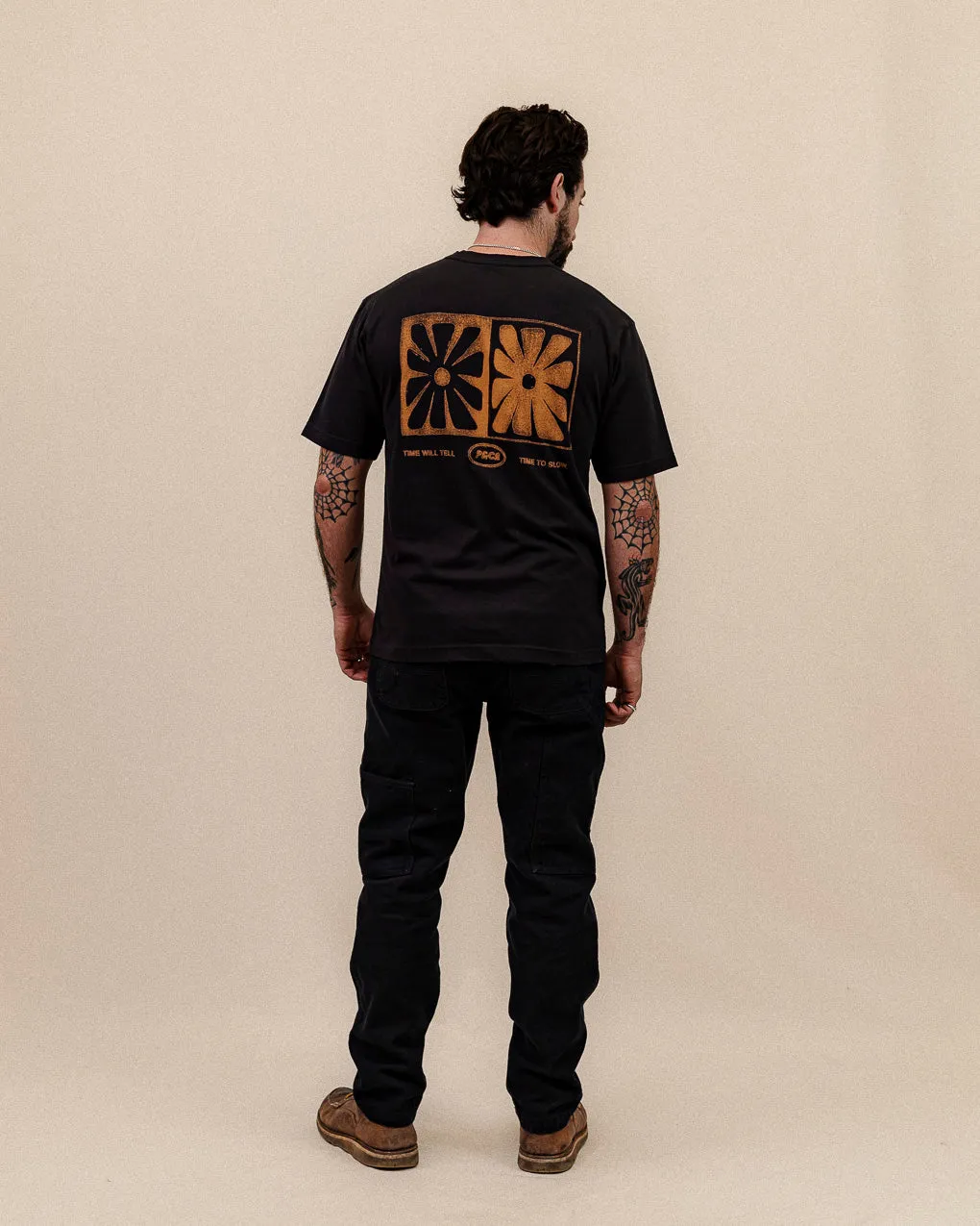 Time Will Tell T-Shirt - Washed Black,Men Tops