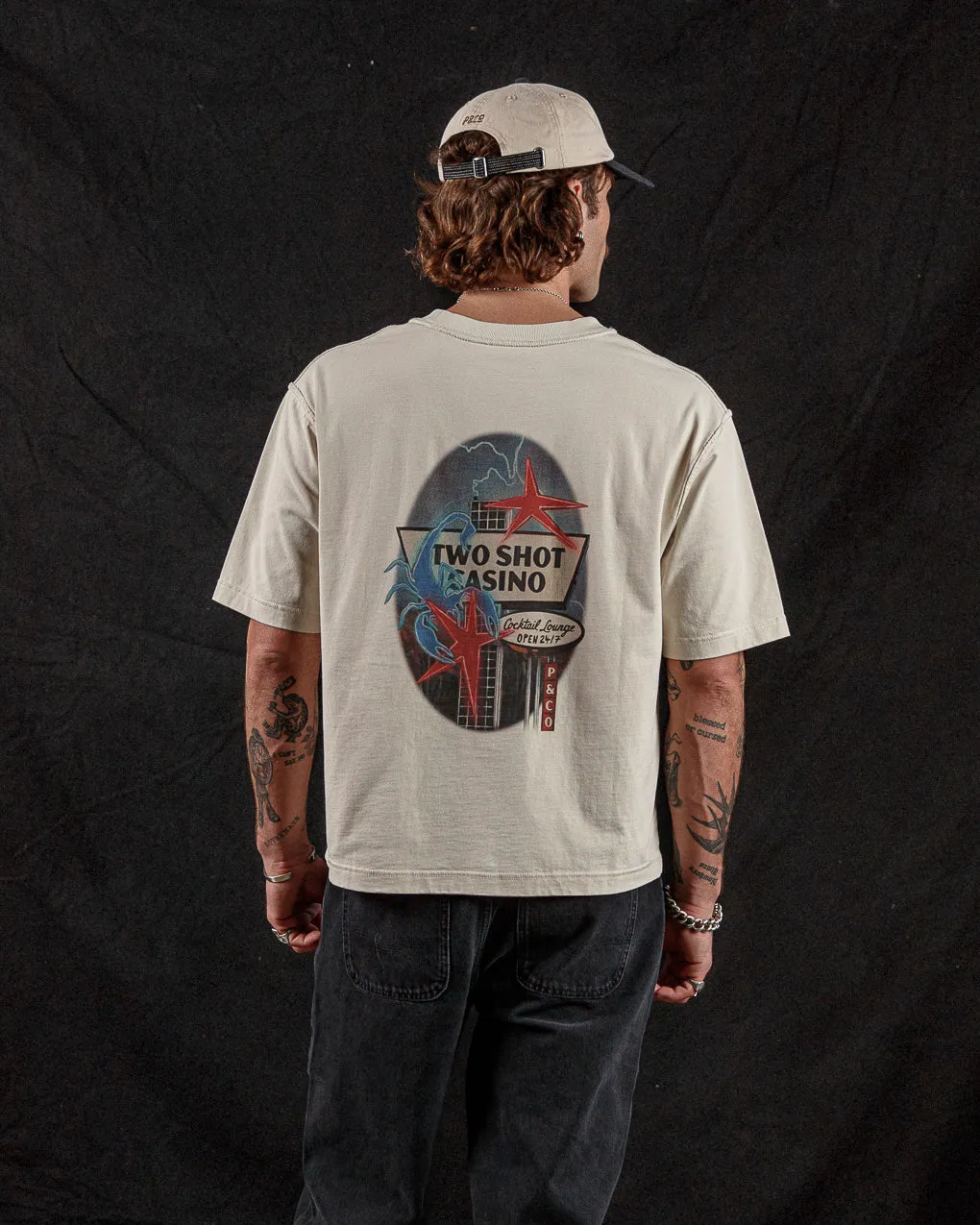 Two Shot Casino Boxy T-Shirt?- Bone,Men Tops