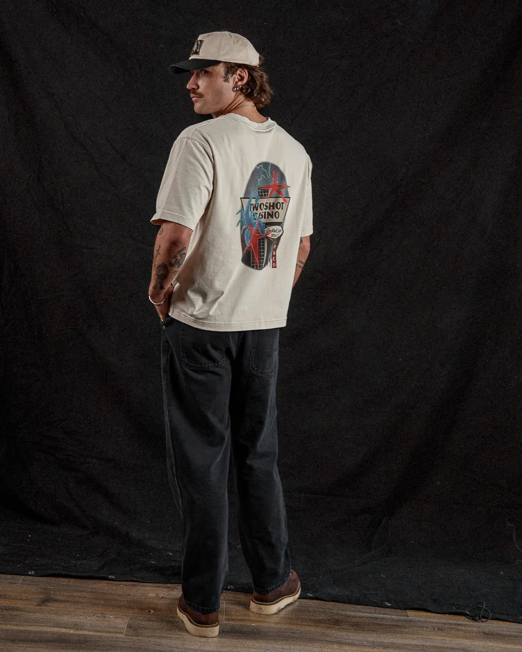 Two Shot Casino Boxy T-Shirt?- Bone,Men Tops