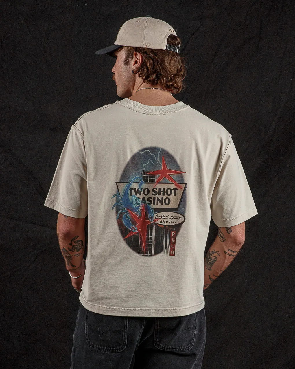 Two Shot Casino Boxy T-Shirt?- Bone,Men Tops