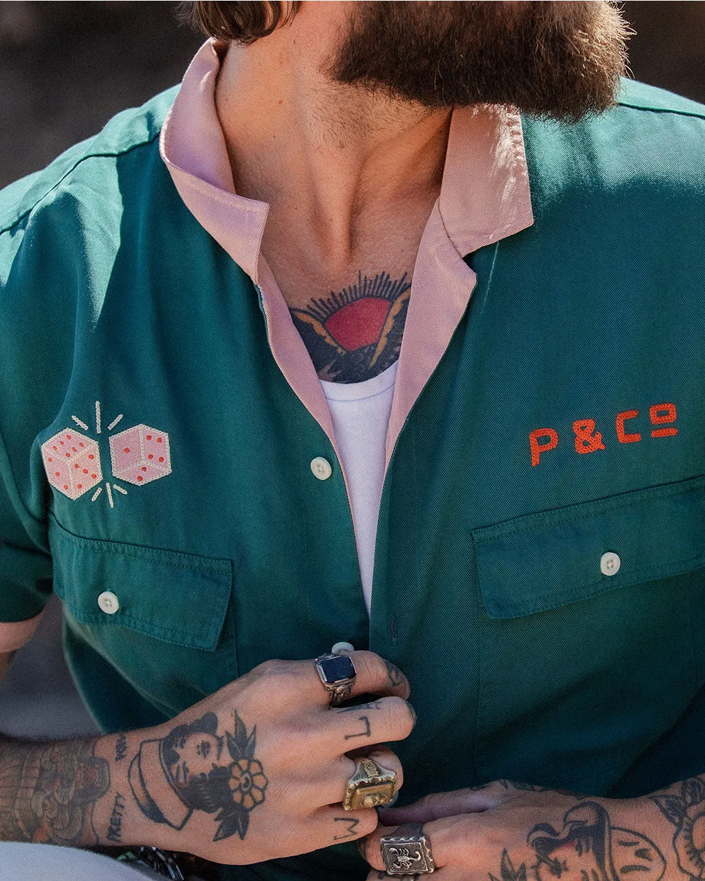 Valley Casino Bowling Shirt,Men Tops