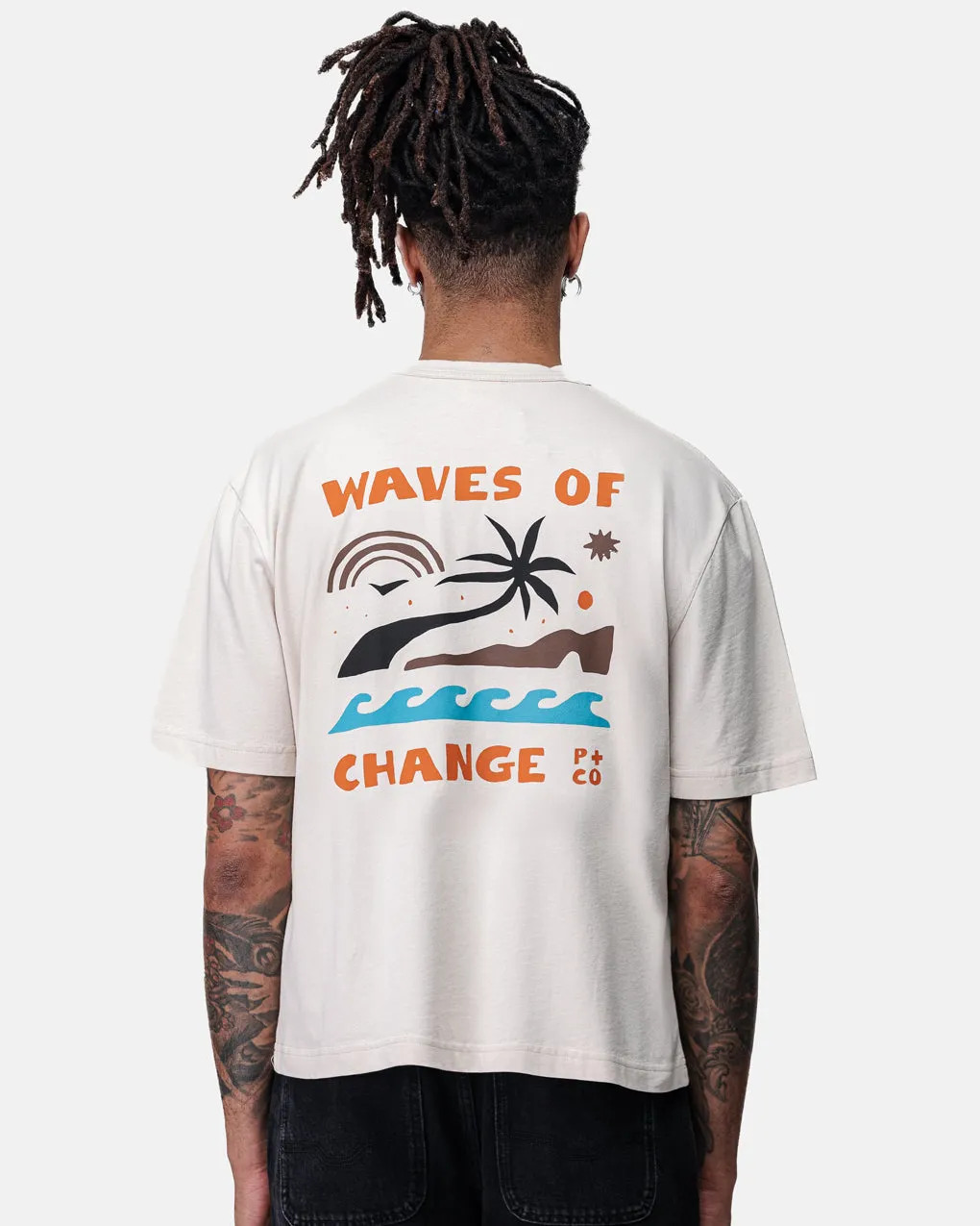 Waves Of Change Boxy T-Shirt - Bone,Men Tops