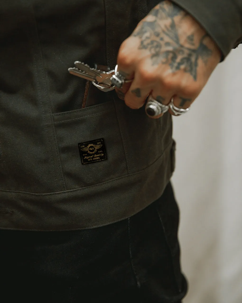 Wayfare Waxed Canvas Jacket - Olive,Men Tops