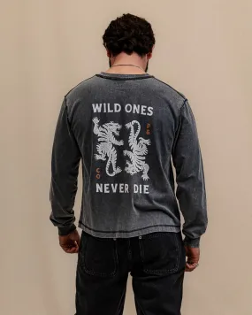 Wild Ones Boxy Longsleeve - Acid Wash,Men Tops