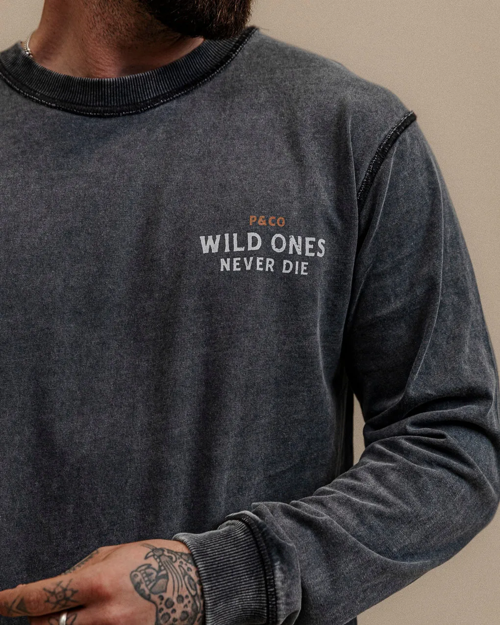 Wild Ones Boxy Longsleeve - Acid Wash,Men Tops