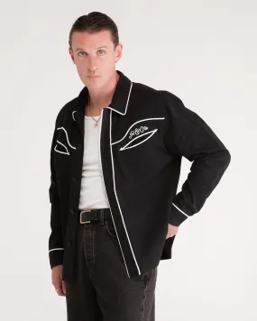 Willow Western Shirt - Washed Black,Men Tops