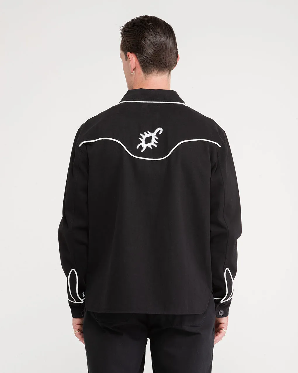Willow Western Shirt - Washed Black,Men Tops