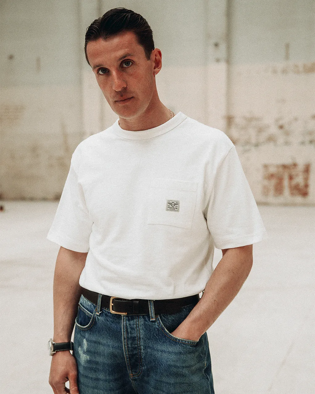 Workwear Slub Pocket T-shirt - Off White,Men Tops
