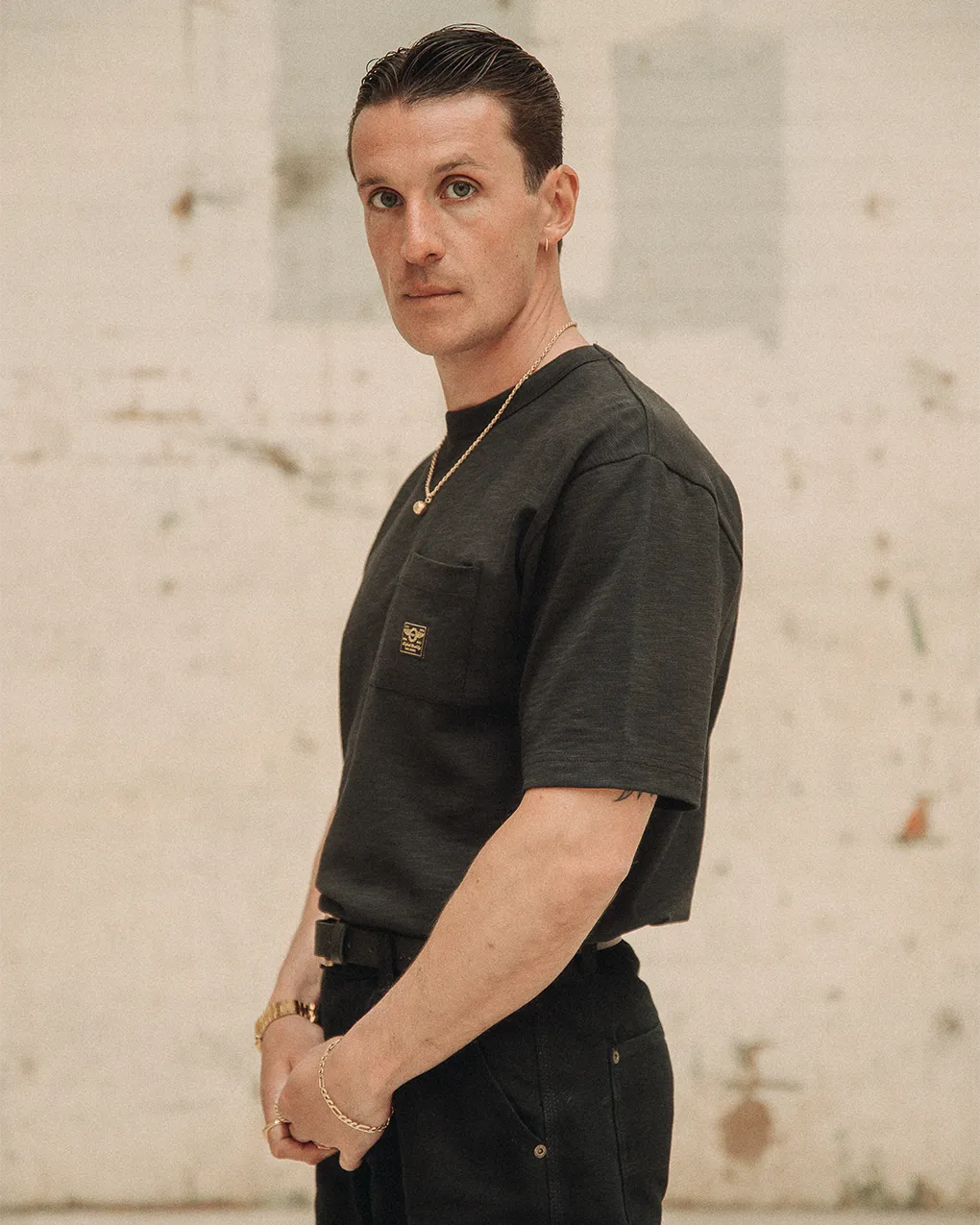Workwear Slub Pocket T-shirt - Washed Black,Men Tops