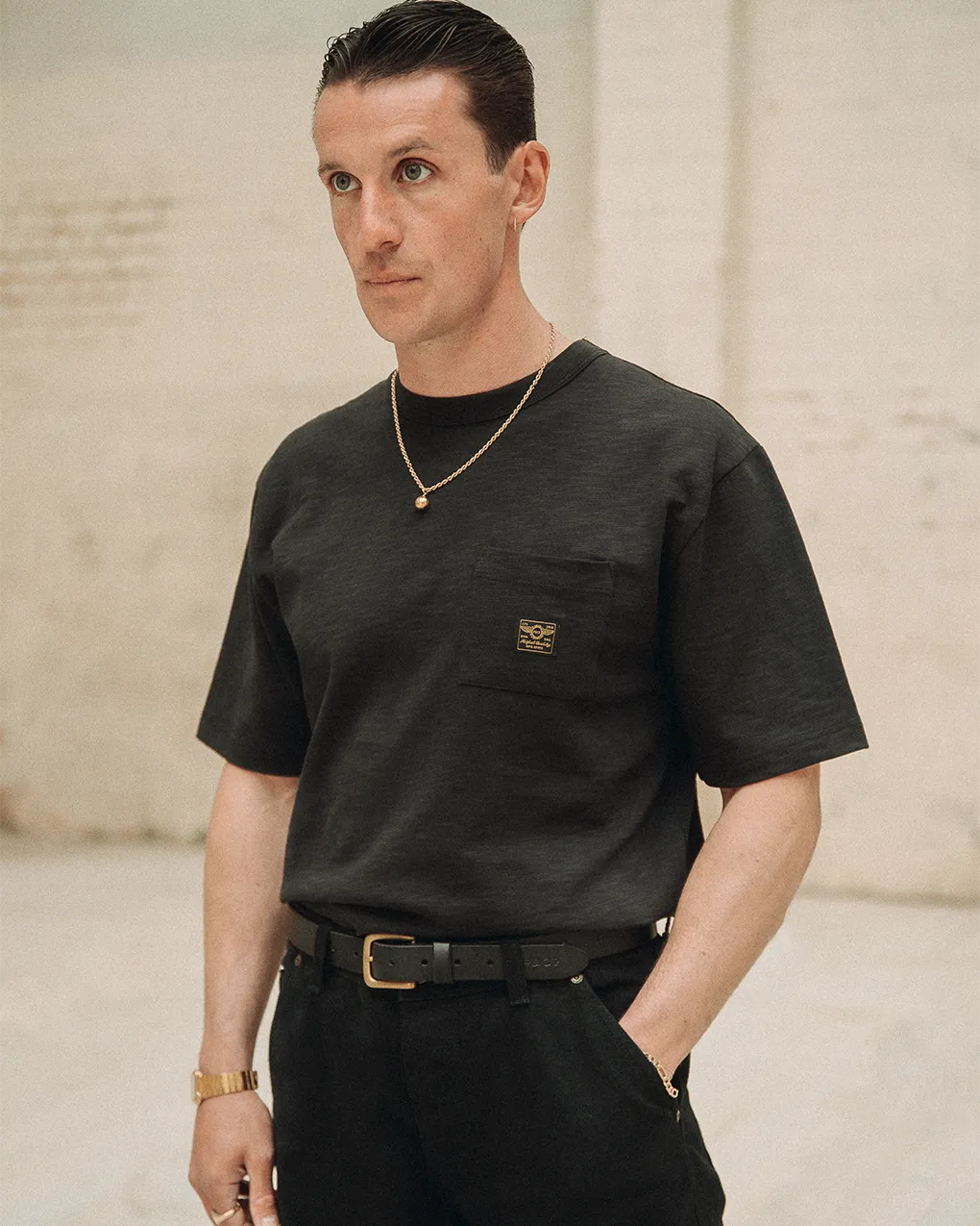 Workwear Slub Pocket T-shirt - Washed Black,Men Tops