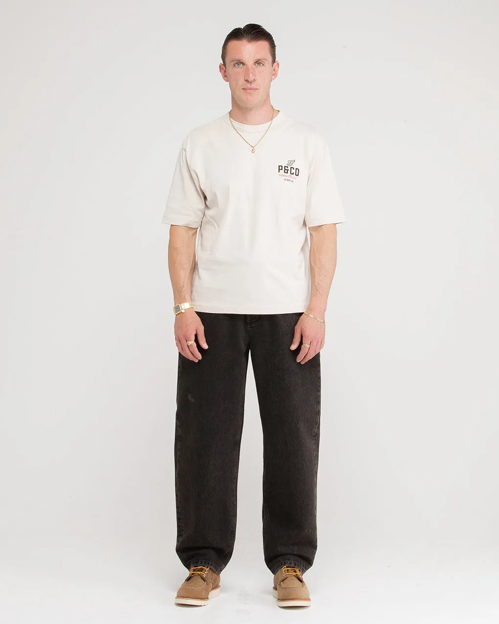 World Famous Boxy T-Shirt - Bone,Men Tops